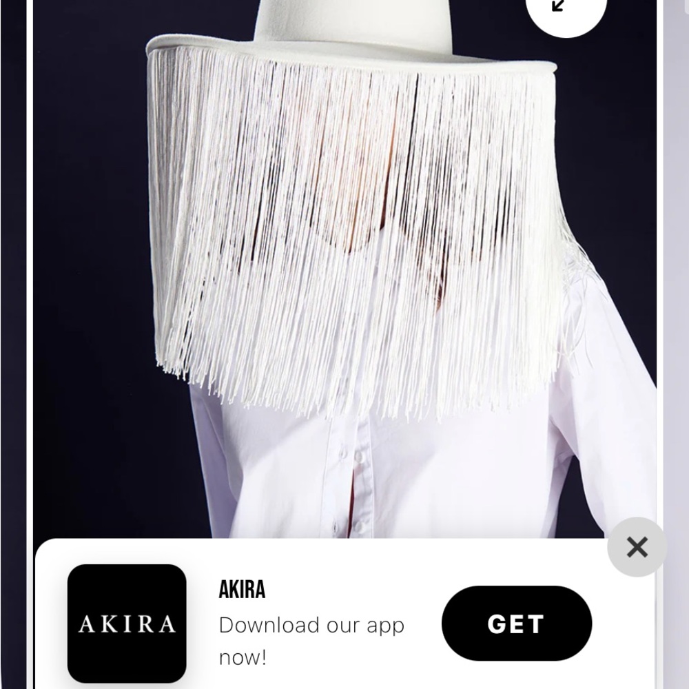 White Fringe Wide-Brim Statement Hat